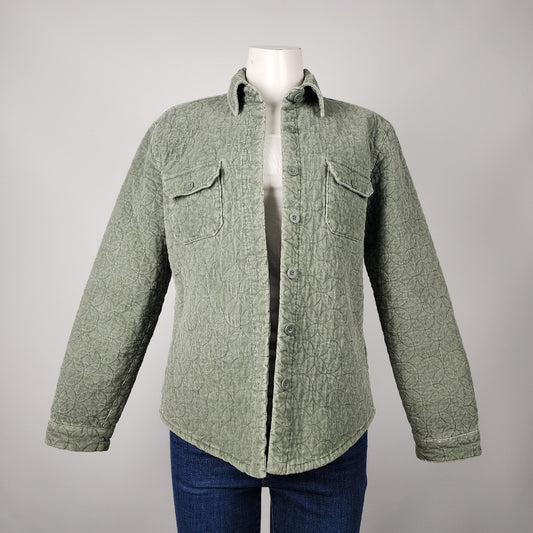 Northern Reflection Green Quilted Corduroy Button Up Jacket Size S