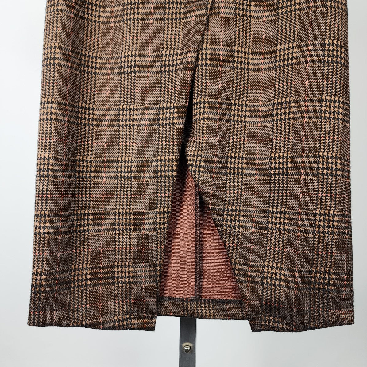 Dex Brown Plaid Button Detail Midi Skirt Size XS