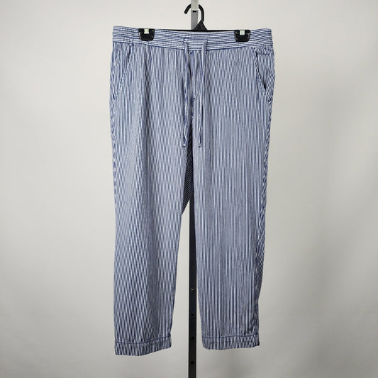 Gap Blue Striped Cotton Easy Pant Cropped Size L