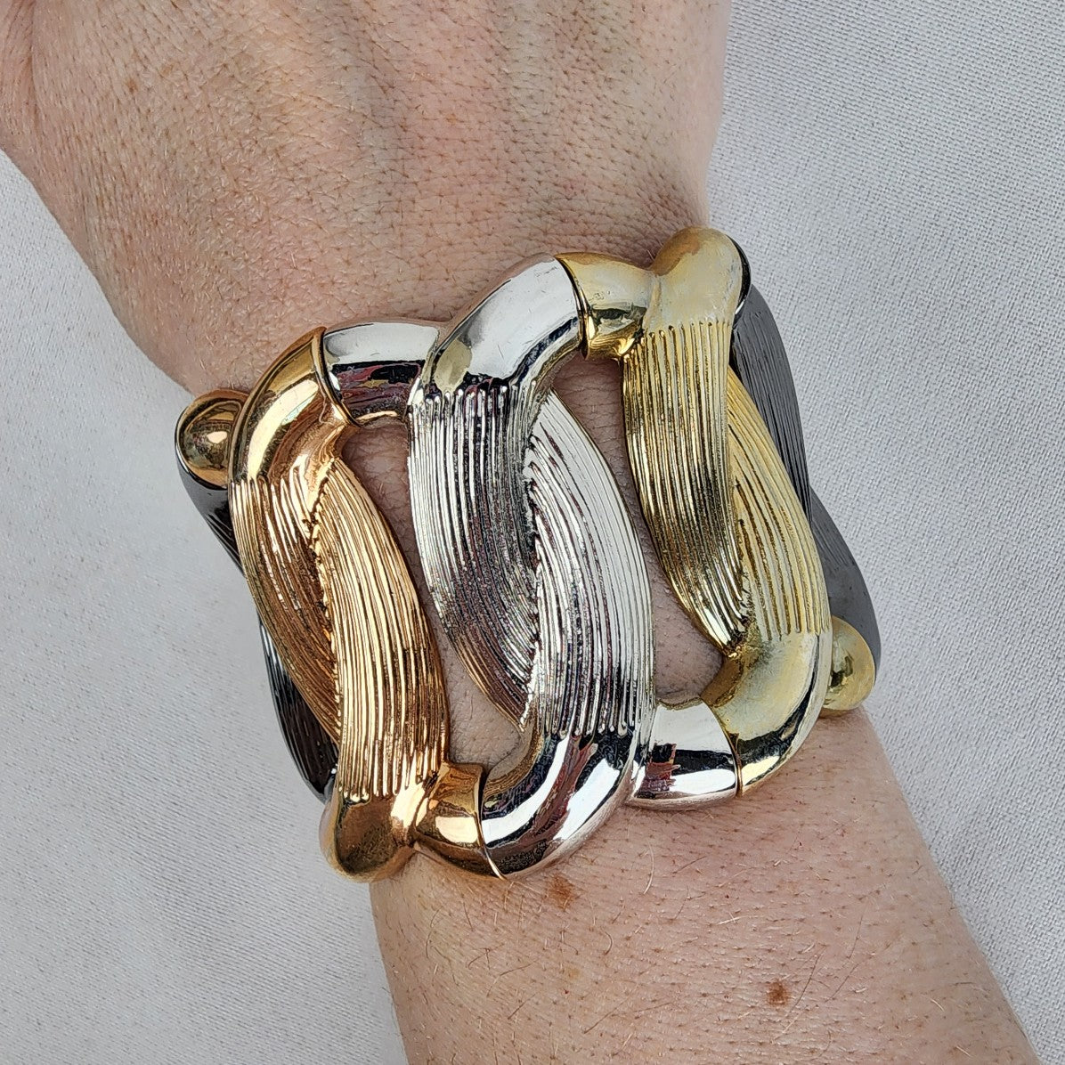 Multi Tone Statement Stretch Bracelet