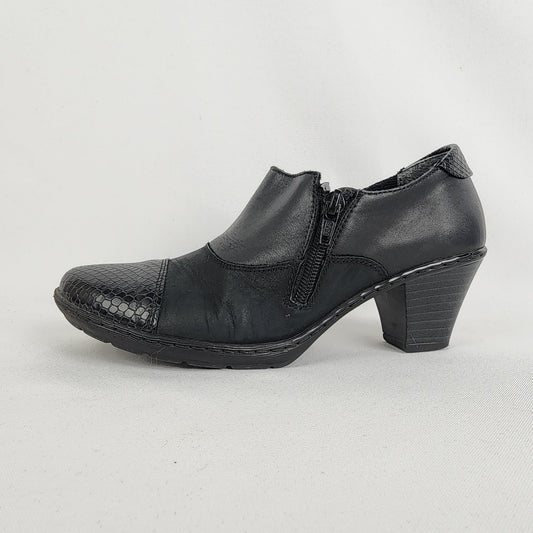 Rieker Black Leather Booties Size 6