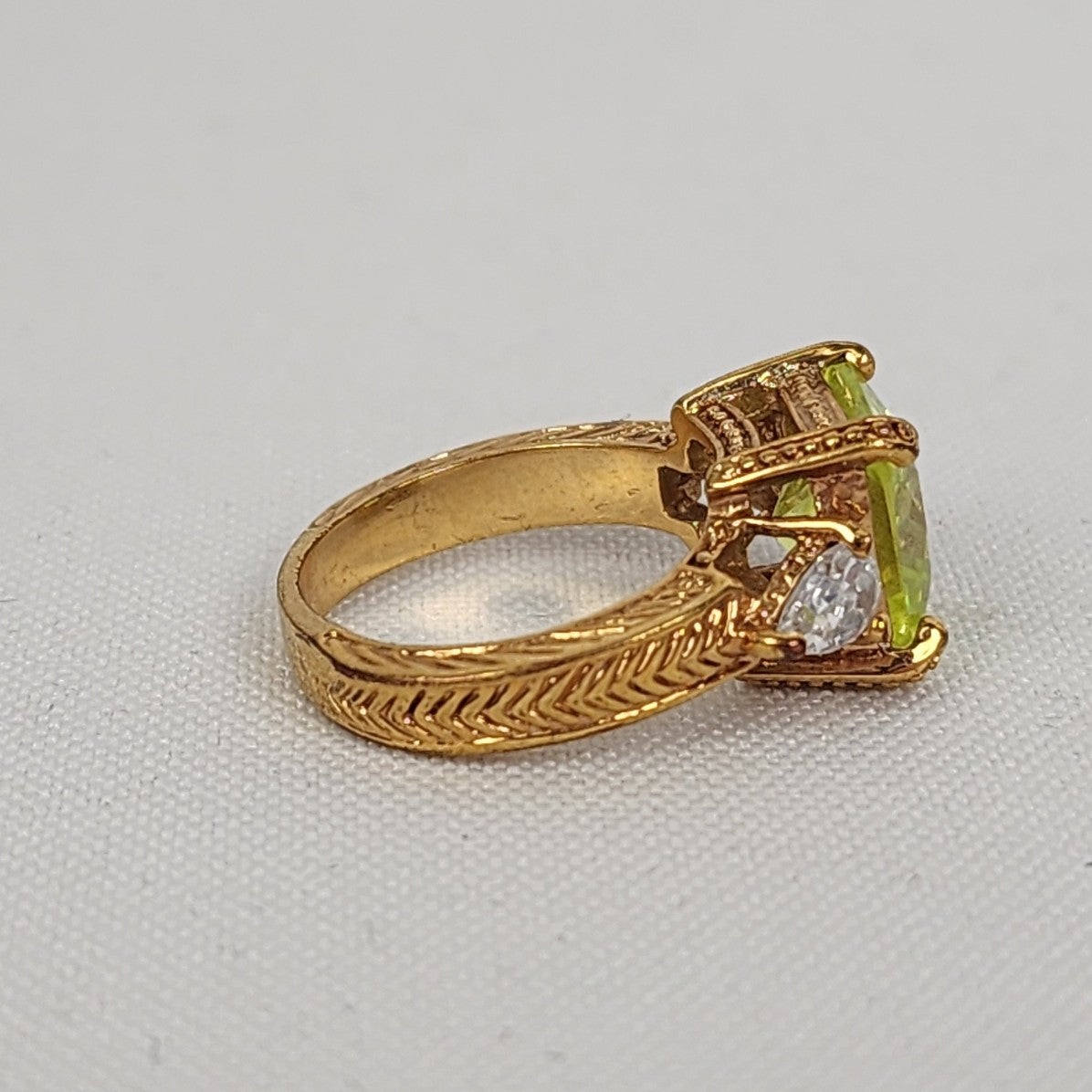 Gold Tone Yellow Square Stone Ring Size 7