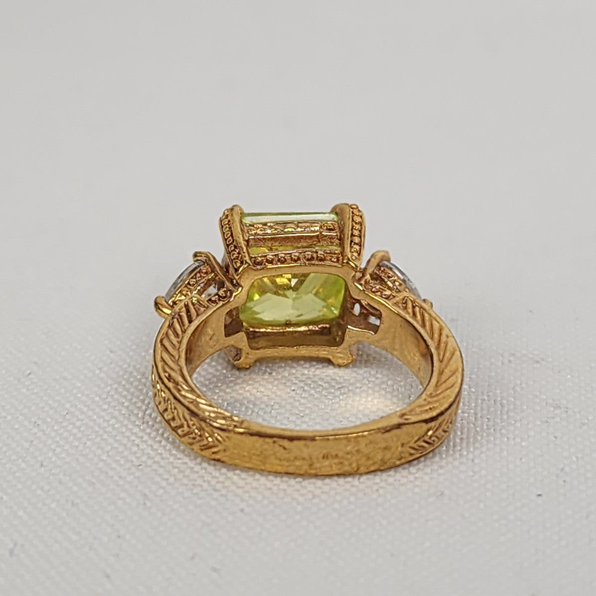 Gold Tone Yellow Square Stone Ring Size 7