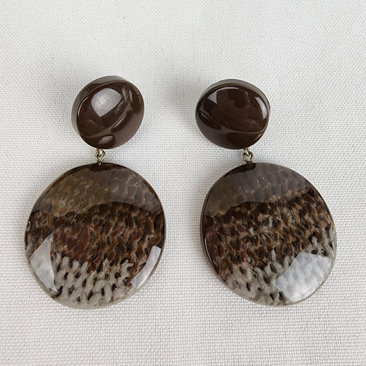 ZSISKA Grey & Brown Resin Drop Earrings