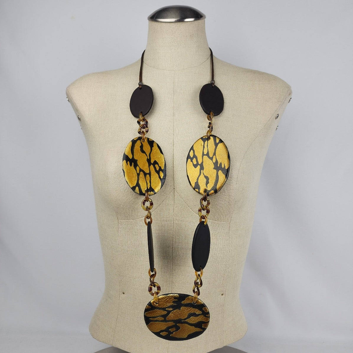 Gold & Black Oversize Statement Necklace