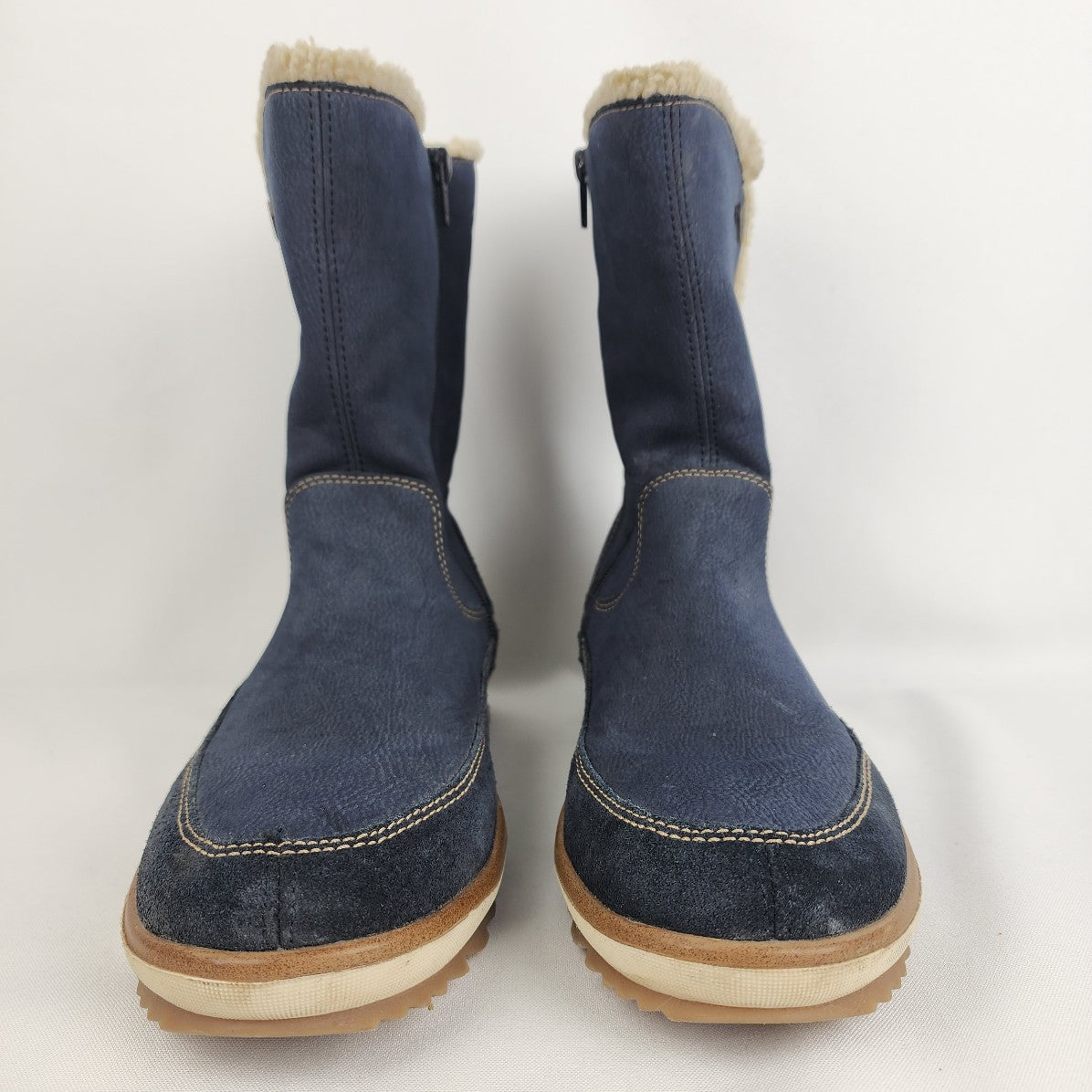 Remonte Blue Leather Sherpa Lined Boots Size 9.5