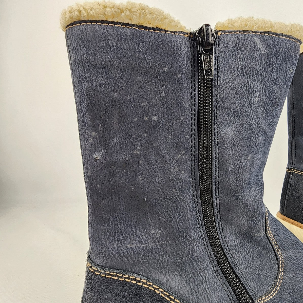 Remonte Blue Leather Sherpa Lined Boots Size 9.5