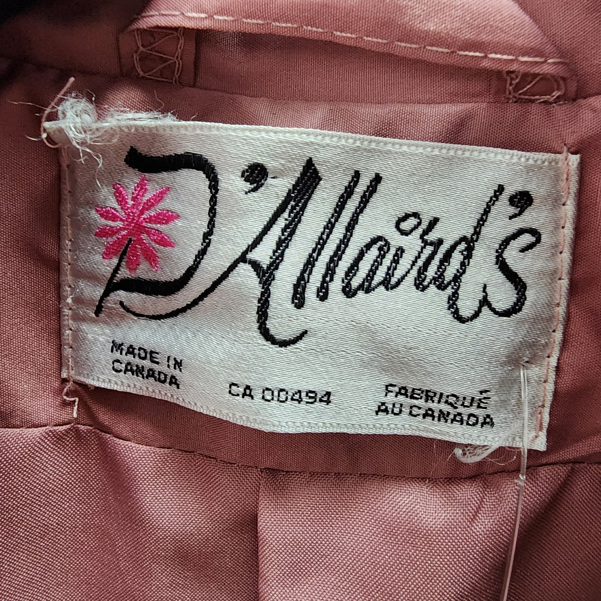 Vintage D'Allaird's Pink Button Up Light Jacket Size M