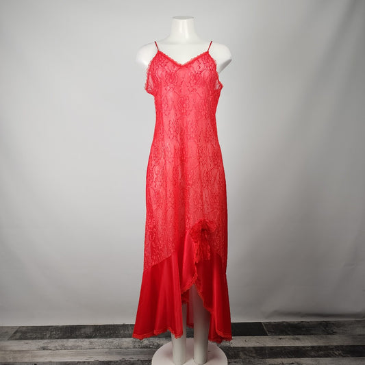 Vintage Undercover Wear Red Lace Lingerie Slip Dress Size M/L
