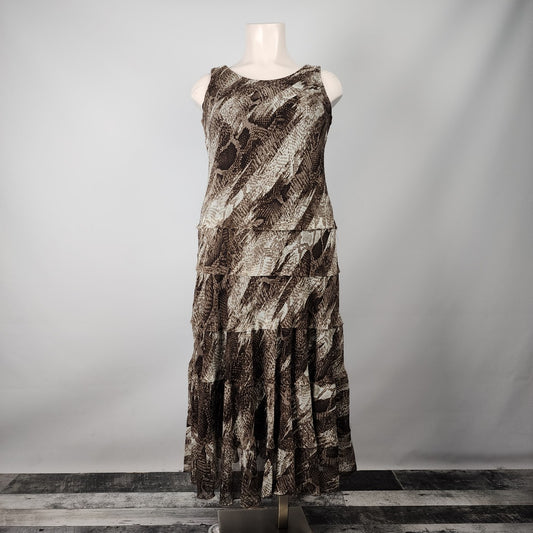 Laura Plus Animal Print Frayed Hen Maxi Dress Size 18W