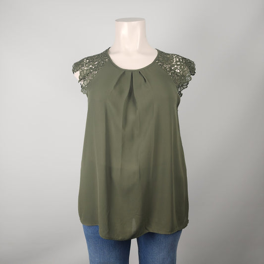 Philosophy Olive Green Lace Sleeve Top Size XL
