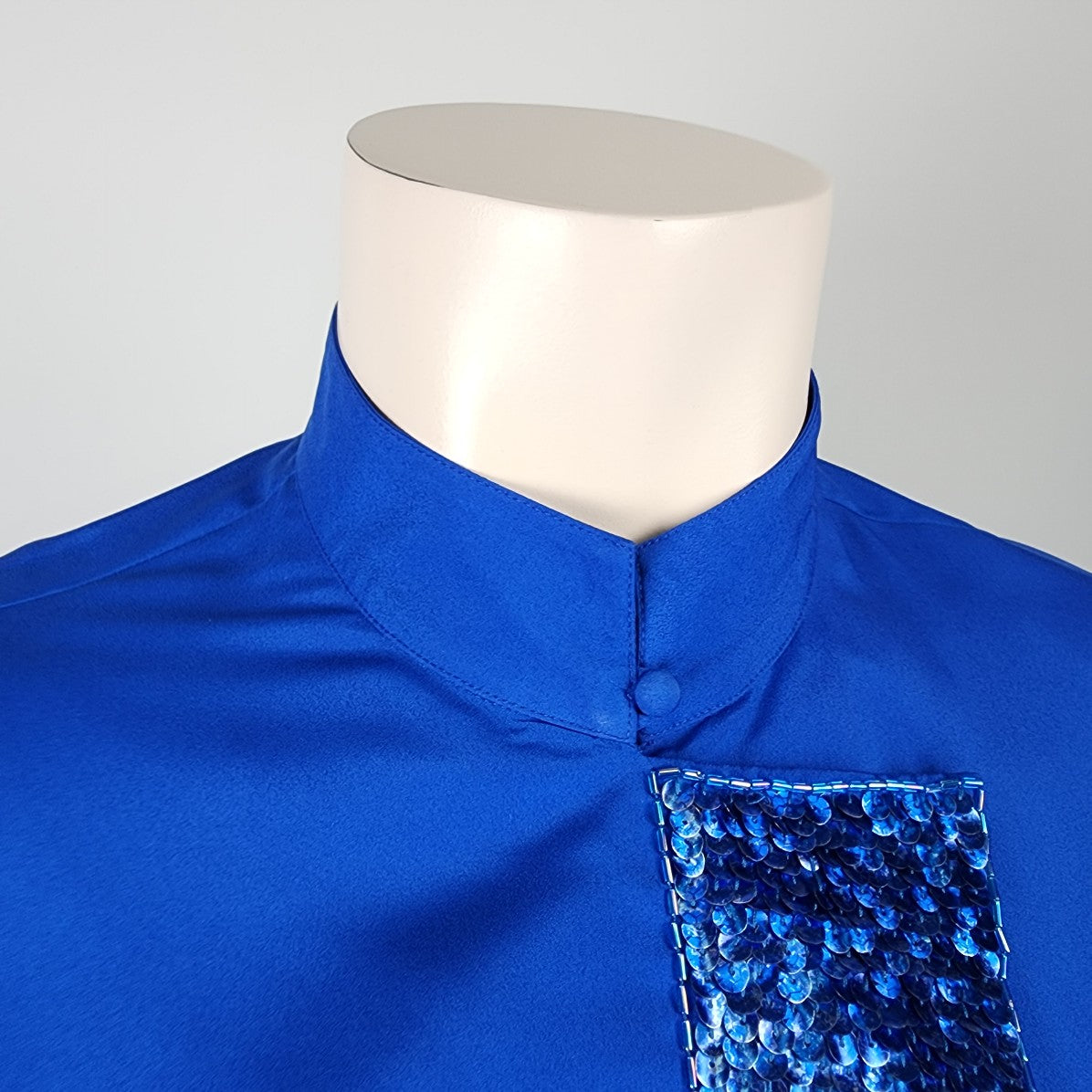 Vintage Saint Jacques Blue Sequined Blouse Size 14