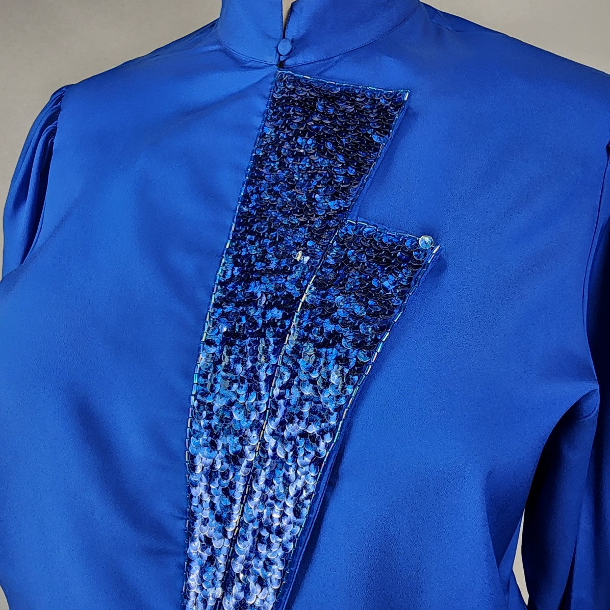 Vintage Saint Jacques Blue Sequined Blouse Size 14