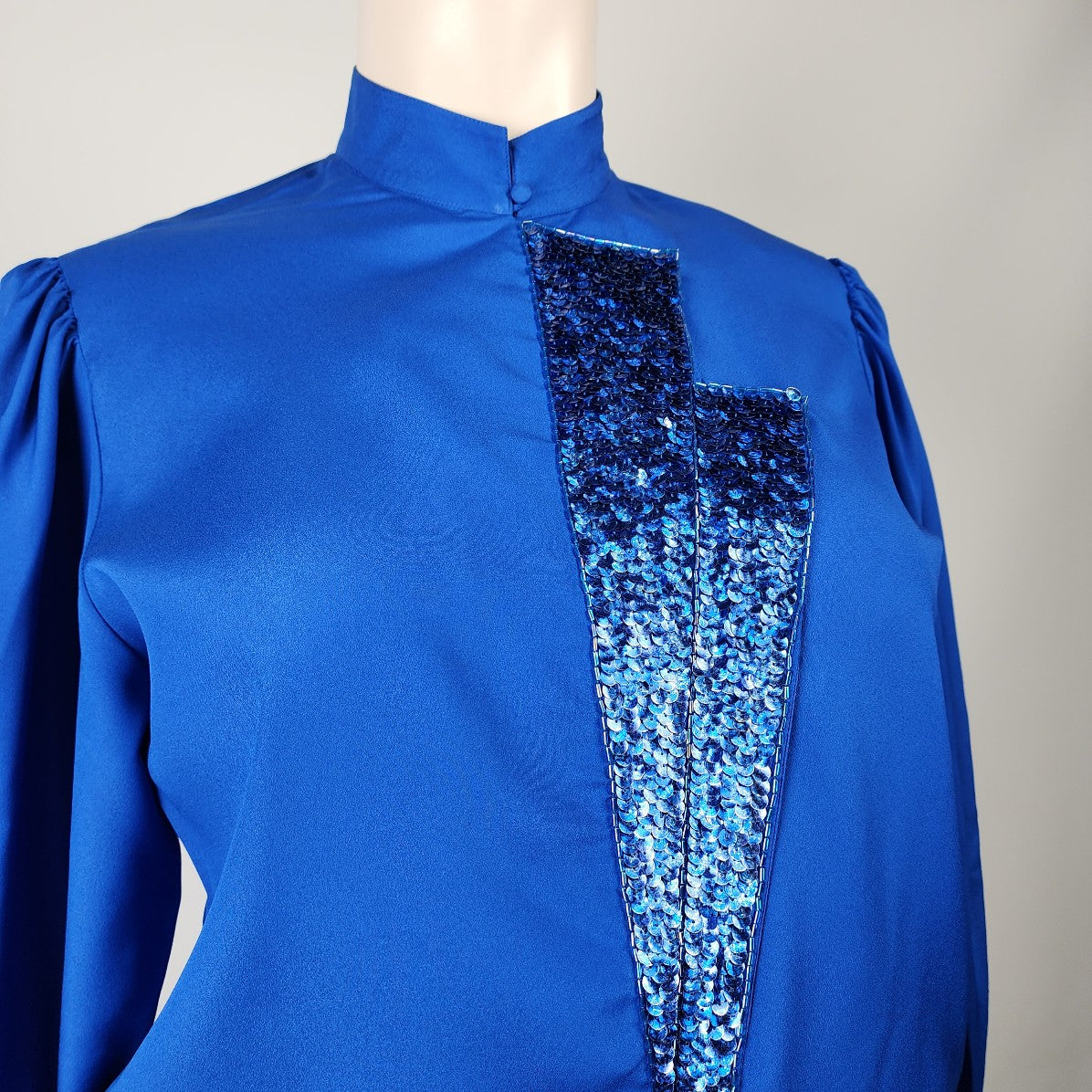 Vintage Saint Jacques Blue Sequined Blouse Size 14