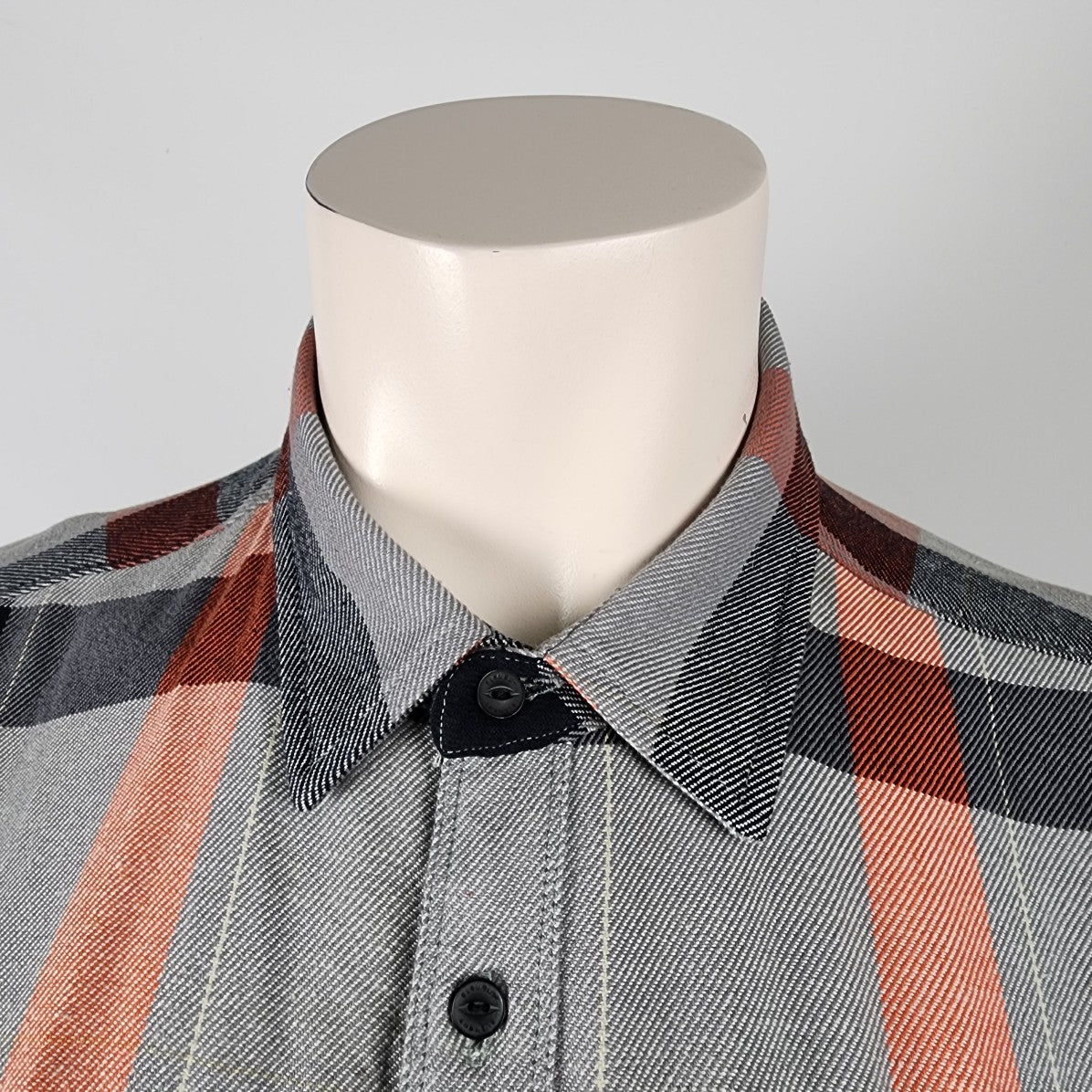 Element Grey & Orange Plaid Button Up Top Size XL