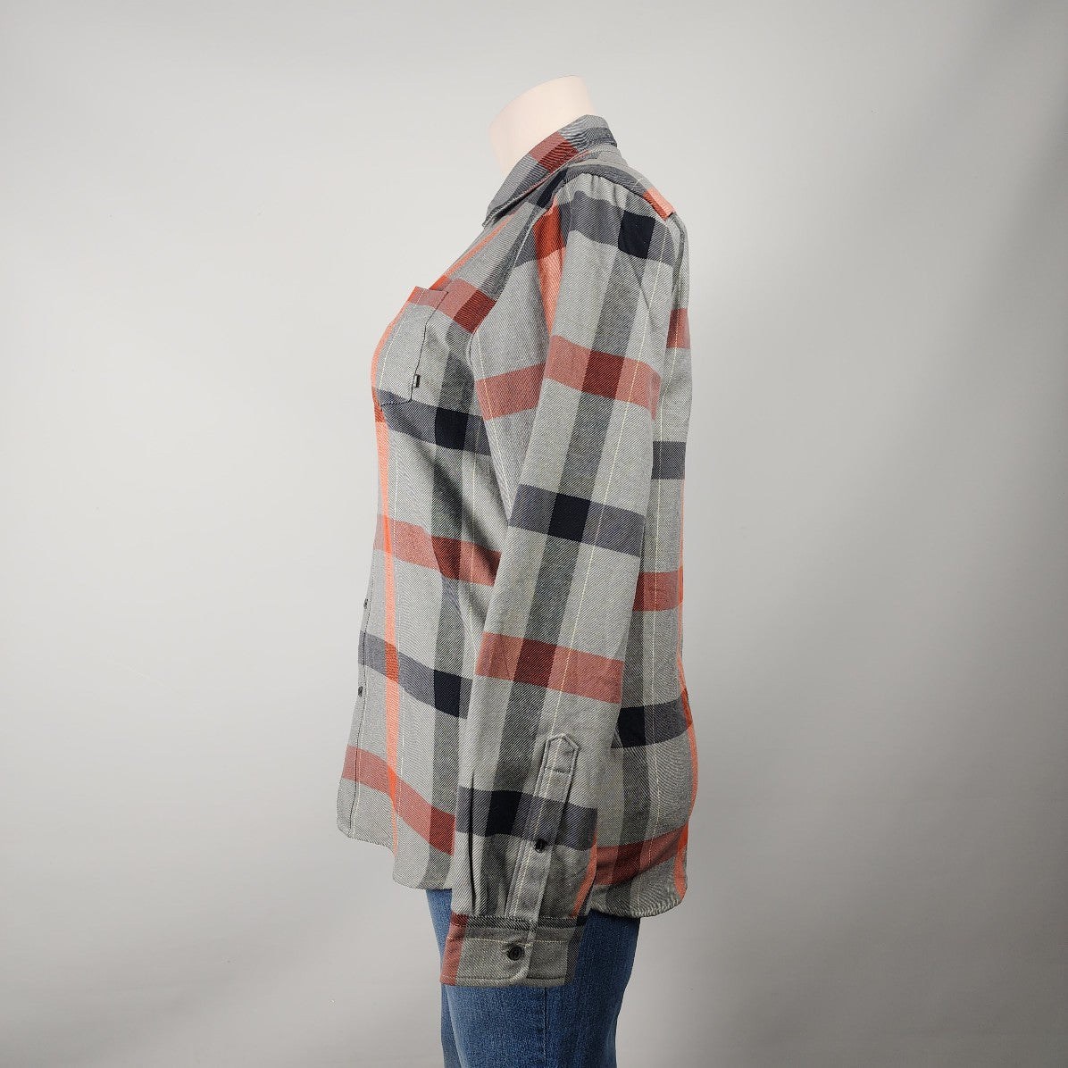 Element Grey & Orange Plaid Button Up Top Size XL