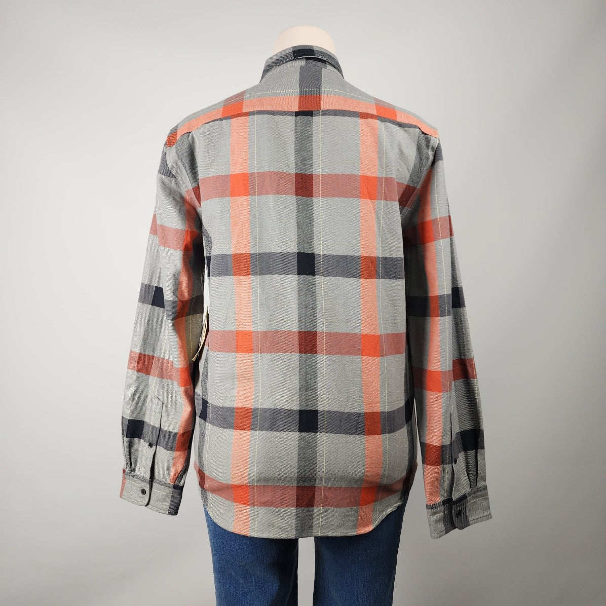 Element Grey & Orange Plaid Button Up Top Size XL