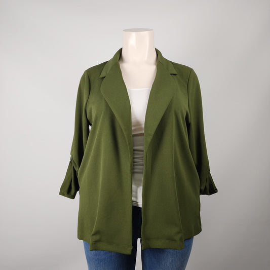 Andree Green Collared Open Blazer Jacket Size 1X