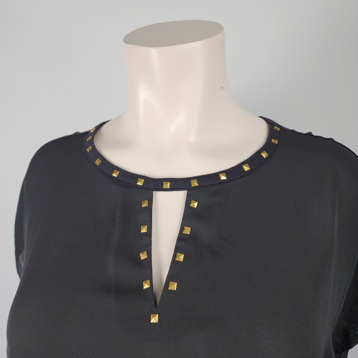 INC International Concepts Black Studded Neck Cutout Top Size 3X