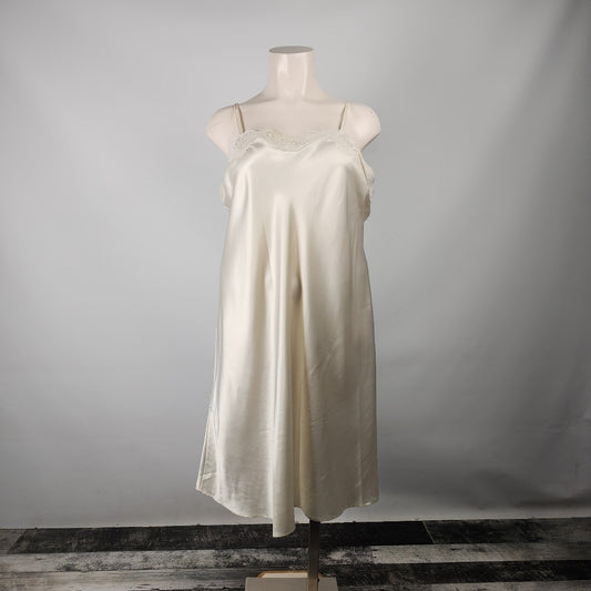 Vintage Liz Moody Cream Silky Lingerie Slip Dress Size XL