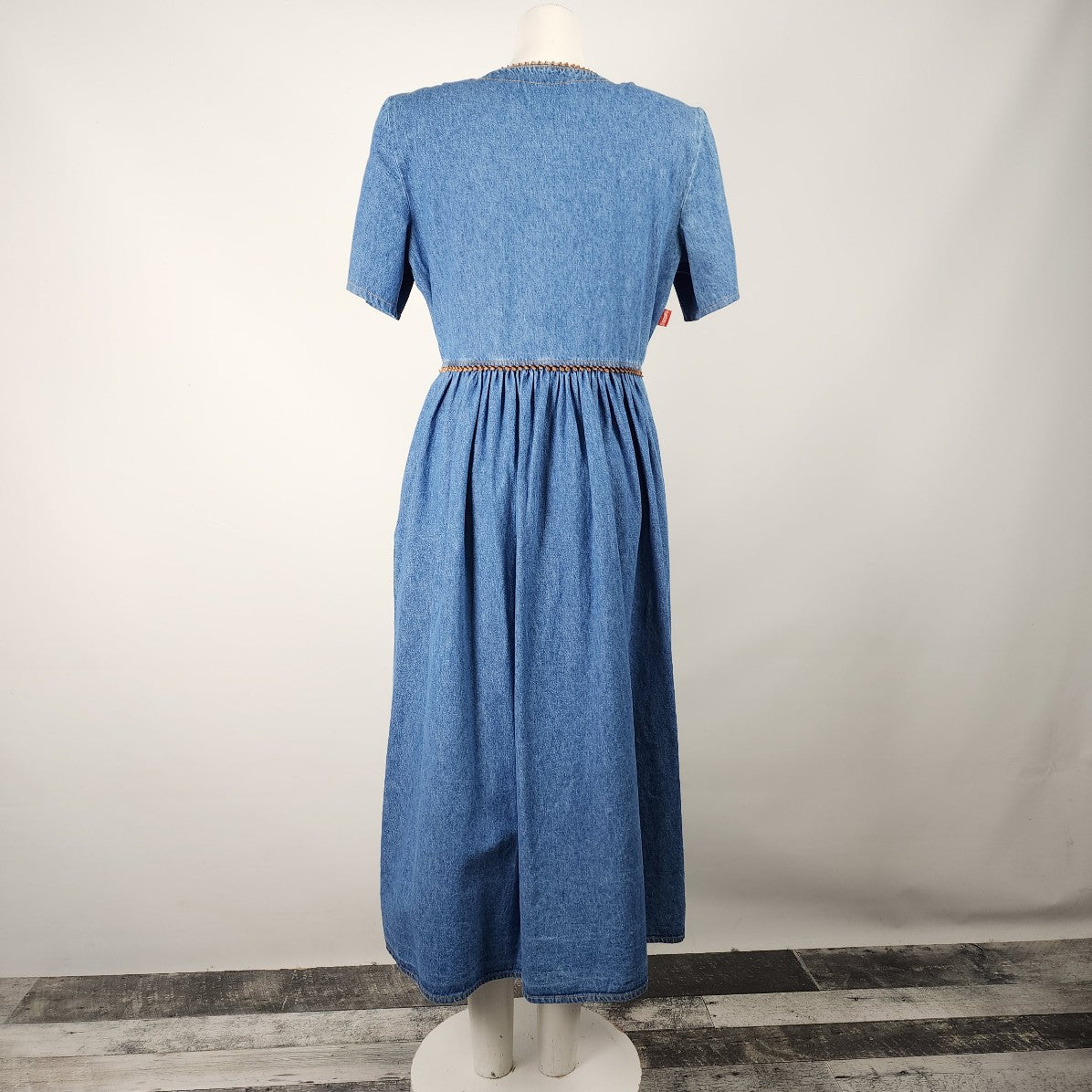 Vintage Sketches Denim Button Front Maxi Dress Size M/L