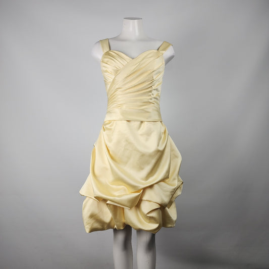 Impression Yellow Satin Bubble Hem Event Dress Size 10
