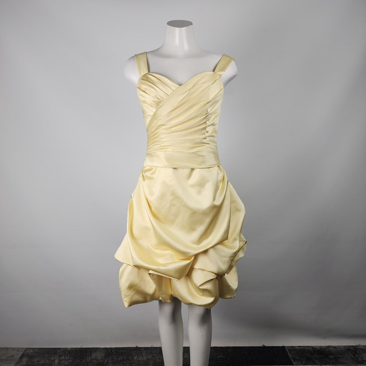 Impression Yellow Satin Bubble Hem Event Dress Size 10