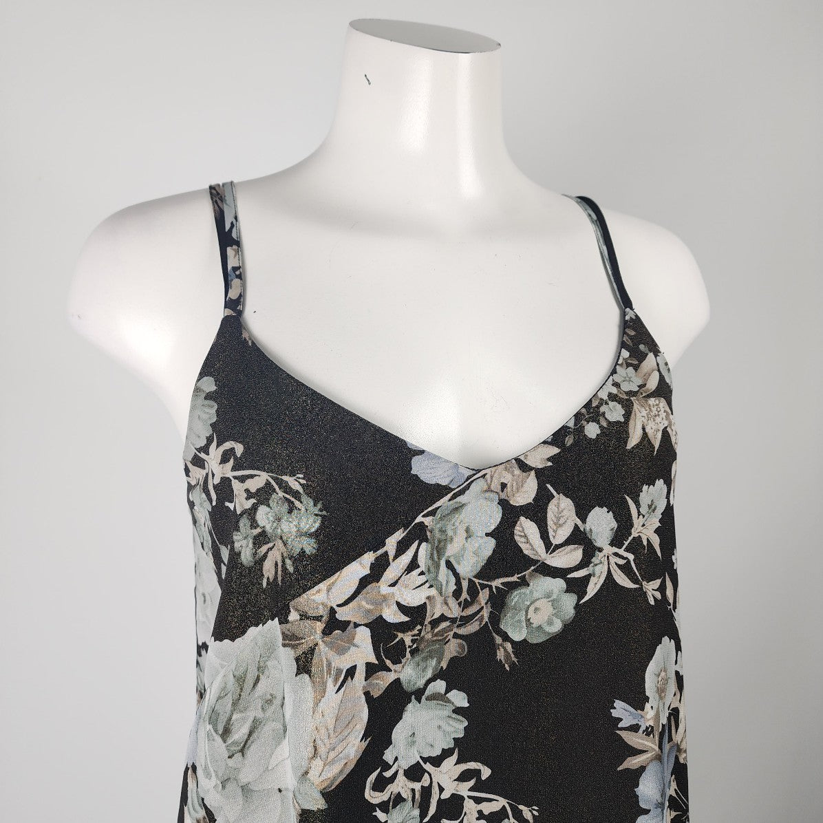 Black Tape Black Floral Chiffon Overlay Dress Size L