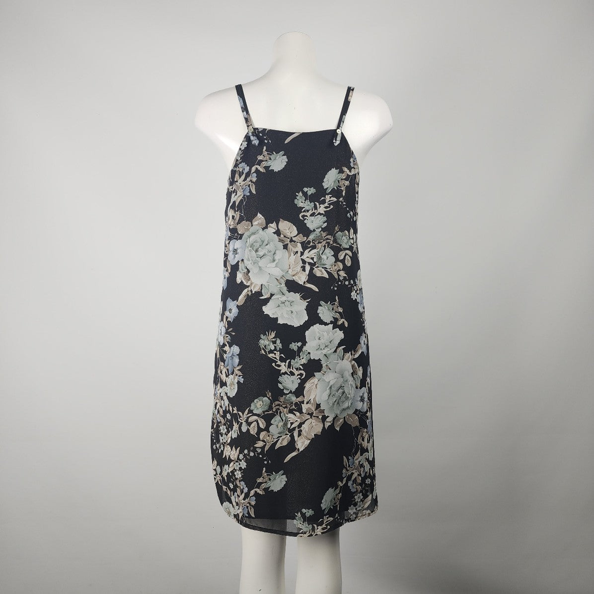 Black Tape Black Floral Chiffon Overlay Dress Size L