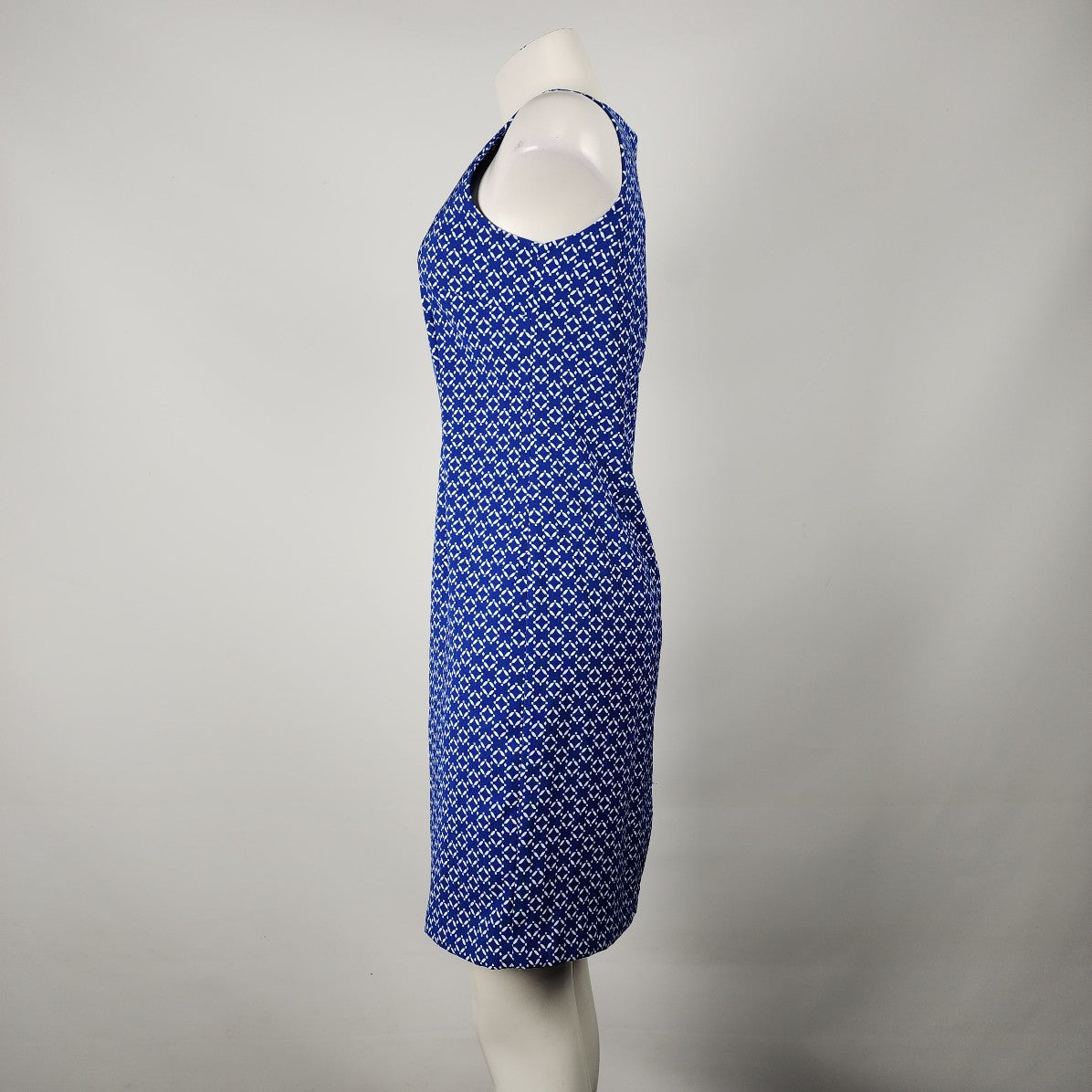 Mario Serrani Blue & White Sheath Dress Size 6