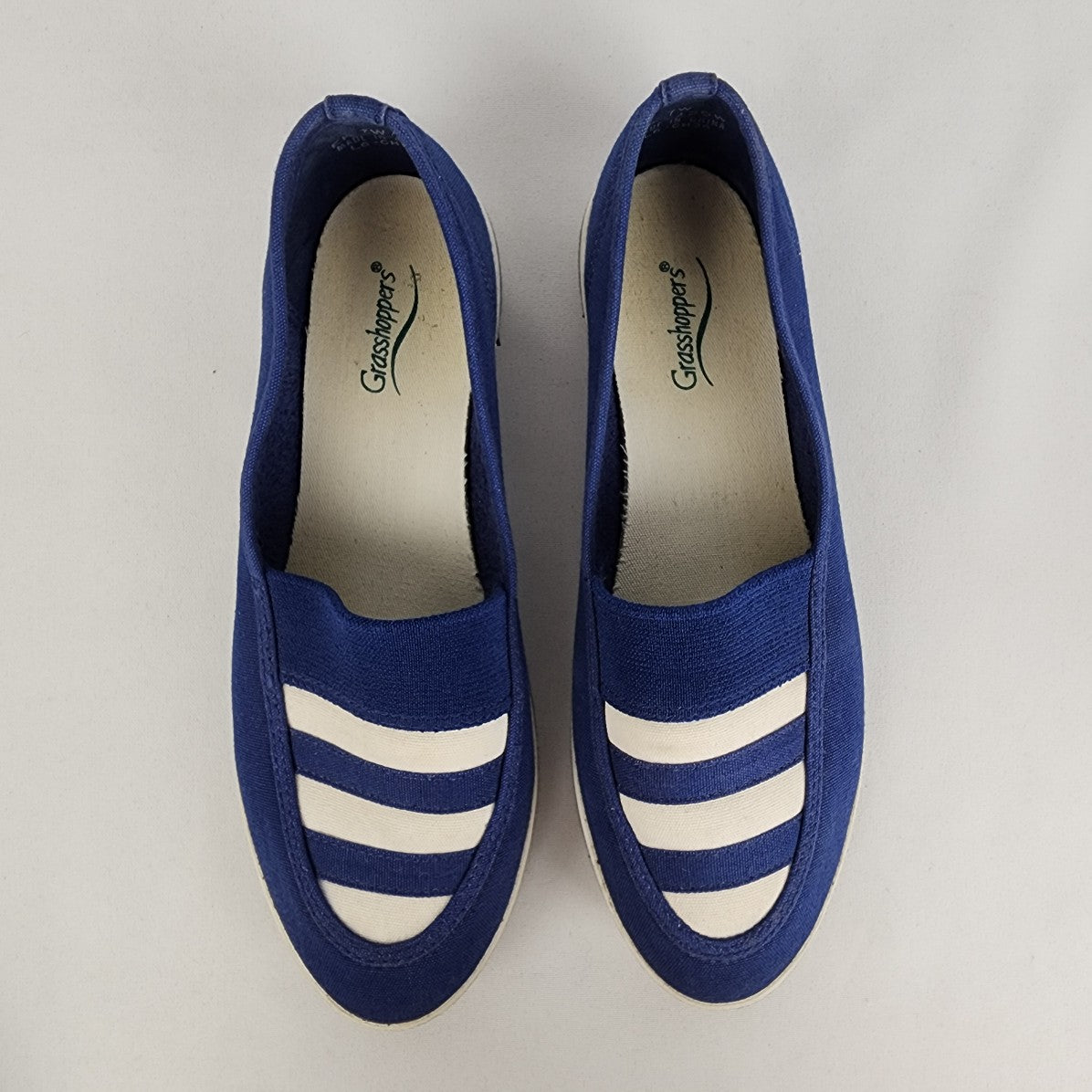 Grasshoppers Blue & White Canvas Slip On Shoes Size 7