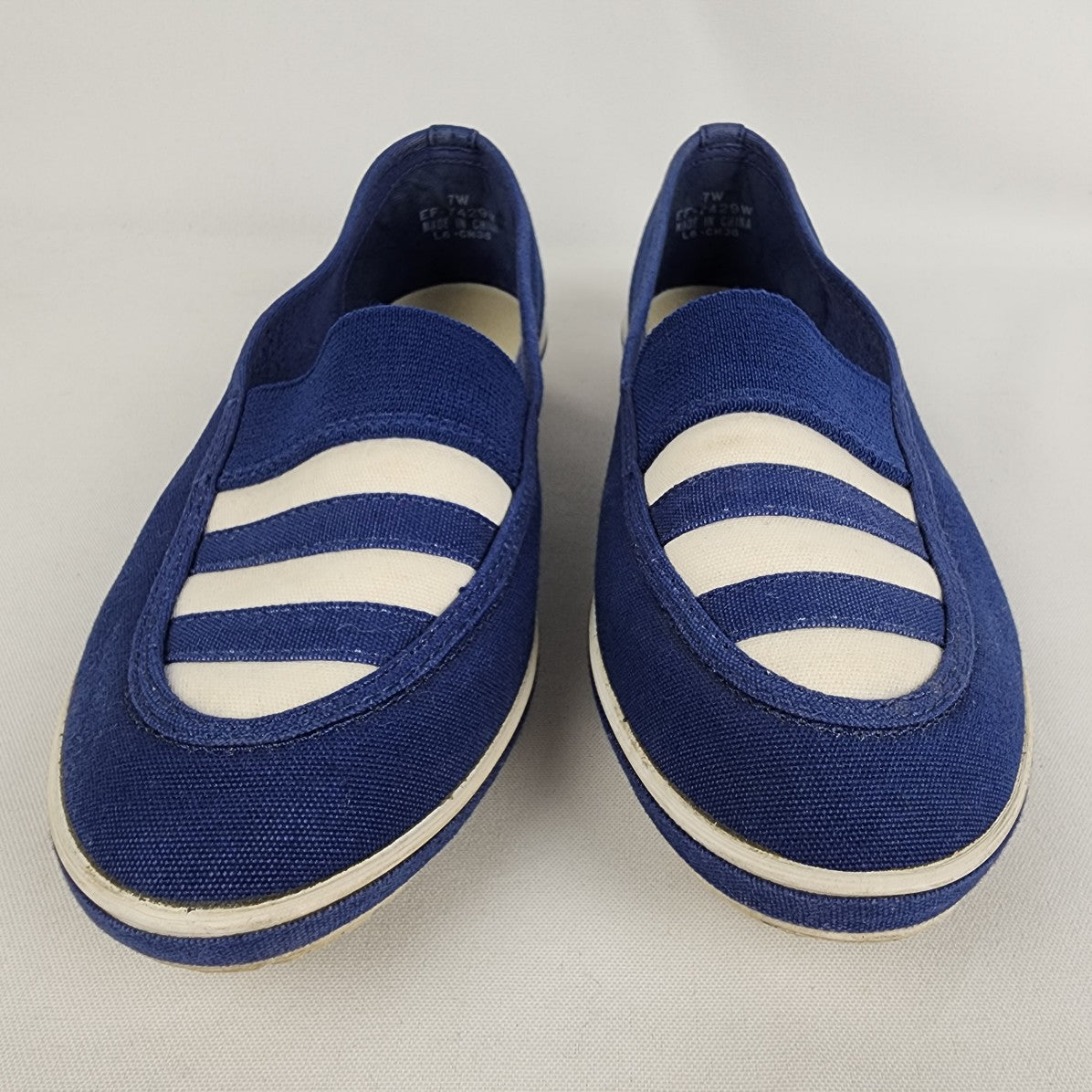 Grasshoppers Blue & White Canvas Slip On Shoes Size 7