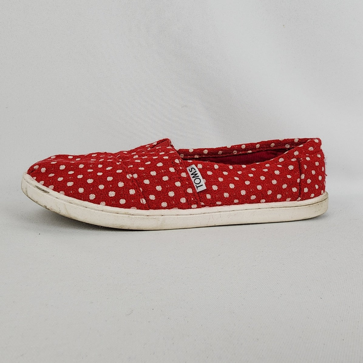 Toms Red Polka Dot Slip On Shoes Size 8.5