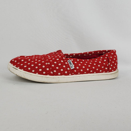 Toms Red Polka Dot Slip On Shoes Size 8.5