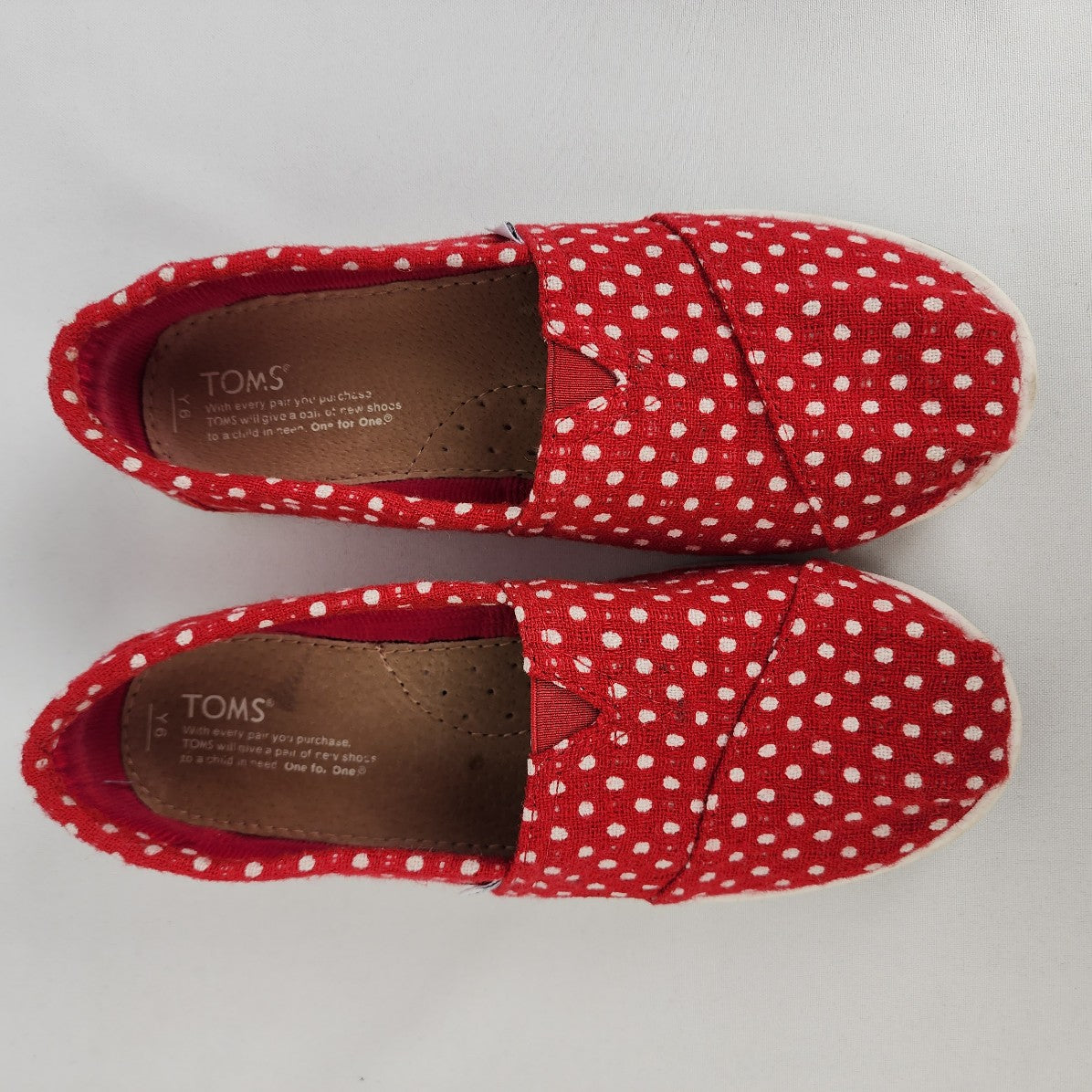 Toms Red Polka Dot Slip On Shoes Size 8.5