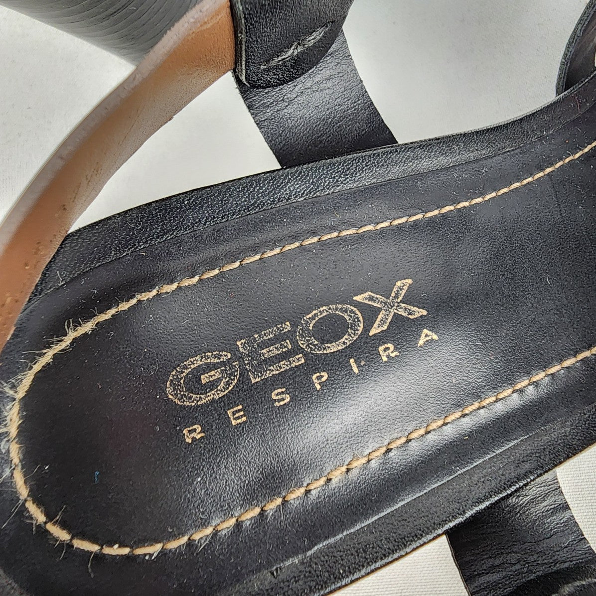 Geox Respira Black & Brown Leather Sandals Size 7.5