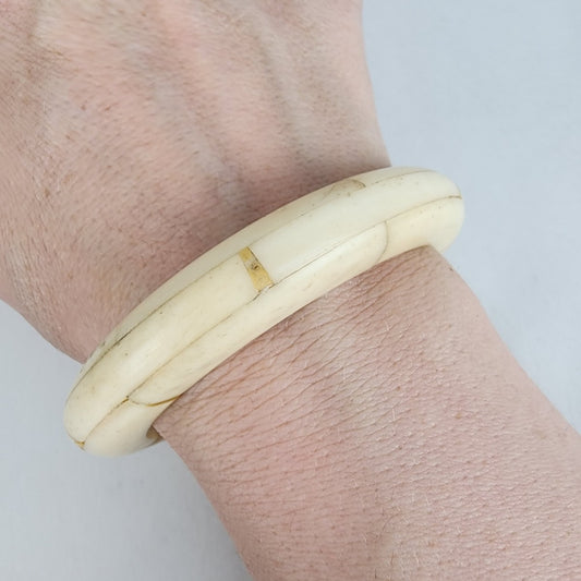 Vintage Cream Ox Bone Chunky Bangle Bracelet