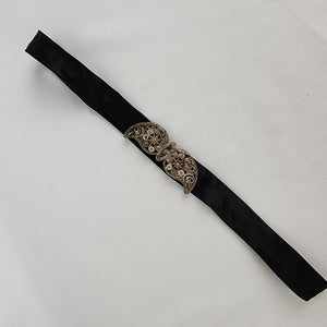 Vintage Satin Silver Buckle Belt Size S