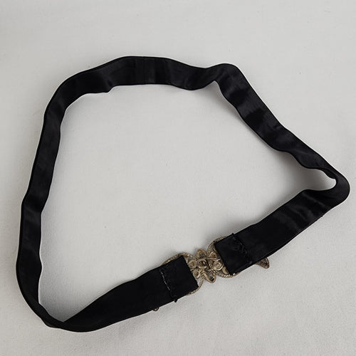 Vintage Satin Silver Buckle Belt Size S