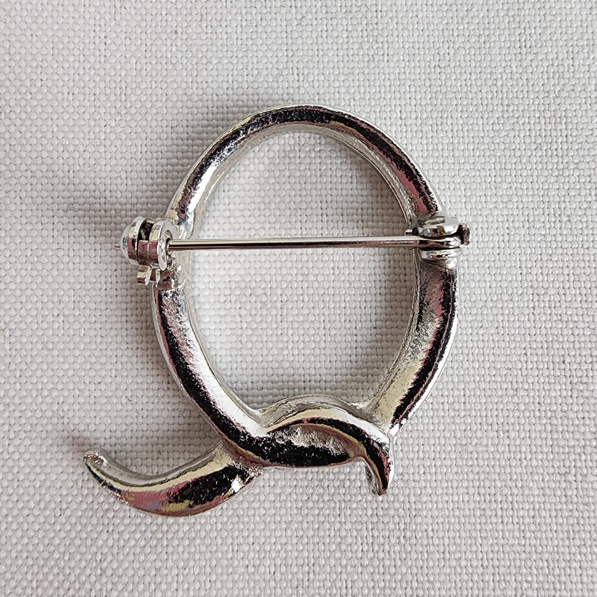 Vintage AB Rhinestone Silver Initial Q Brooch