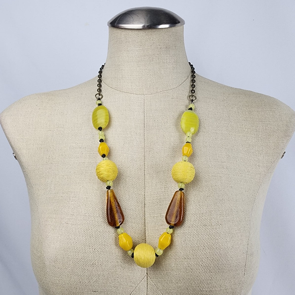 Yellow Glass Beaded Necklace