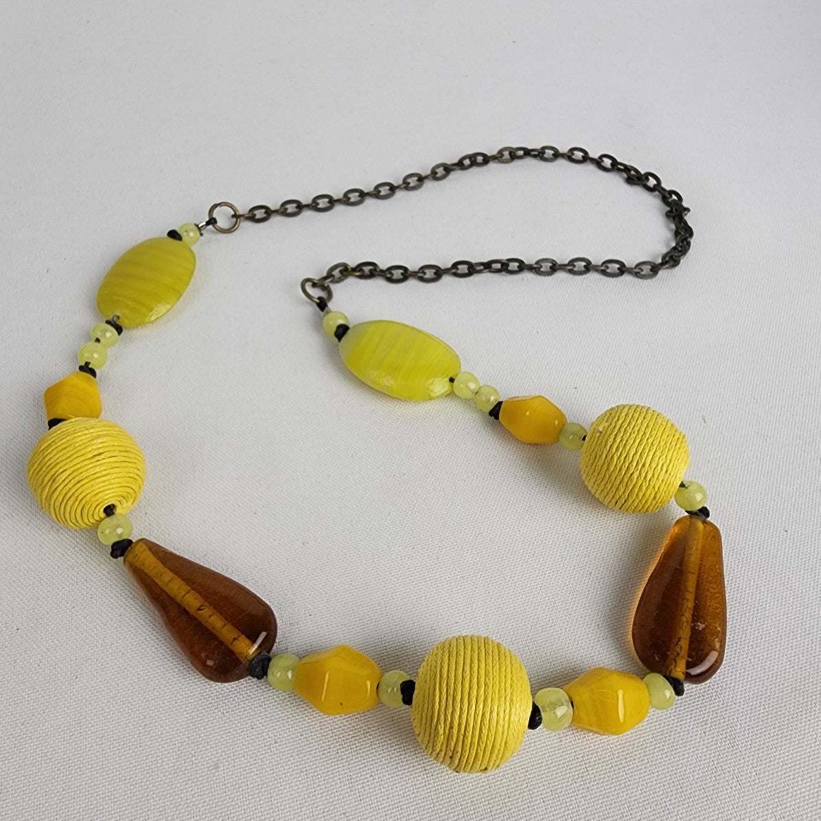 Yellow Glass Beaded Necklace