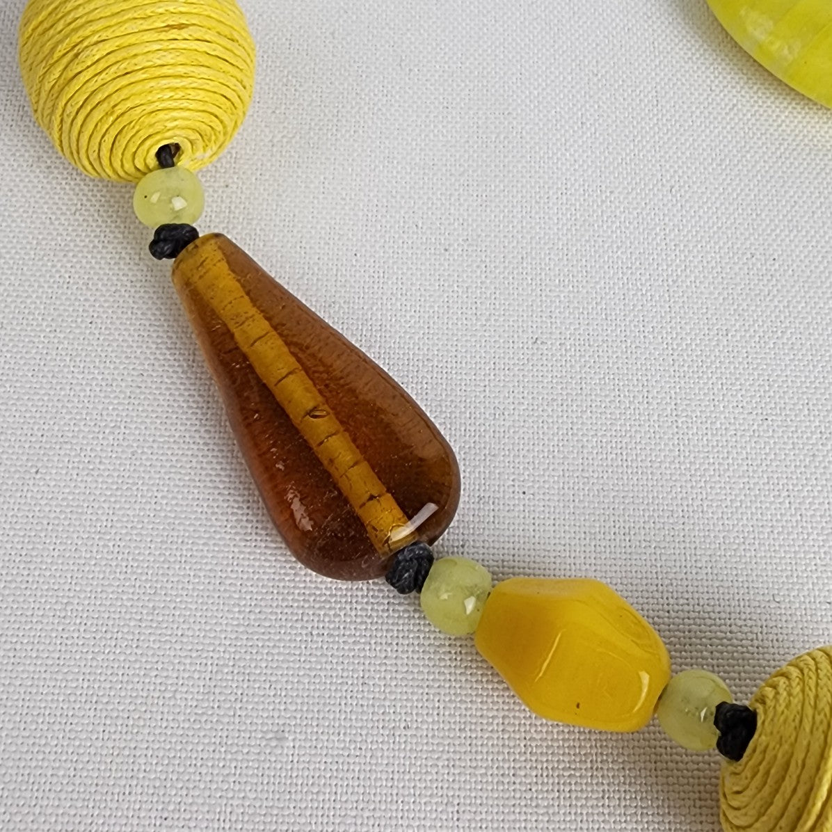 Yellow Glass Beaded Necklace