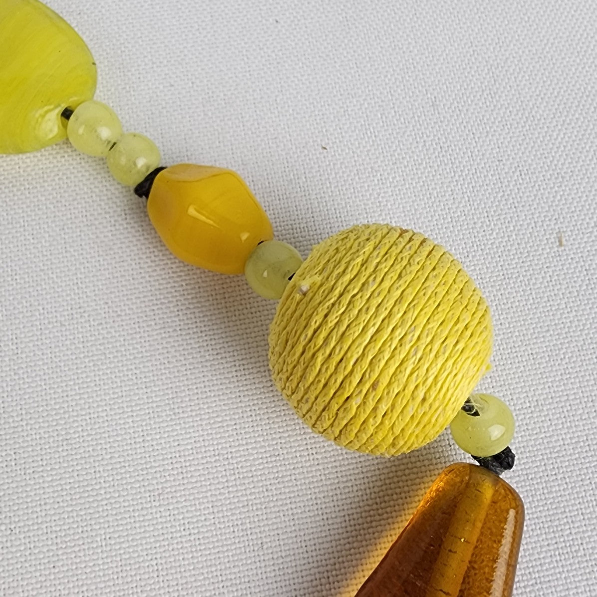 Yellow Glass Beaded Necklace