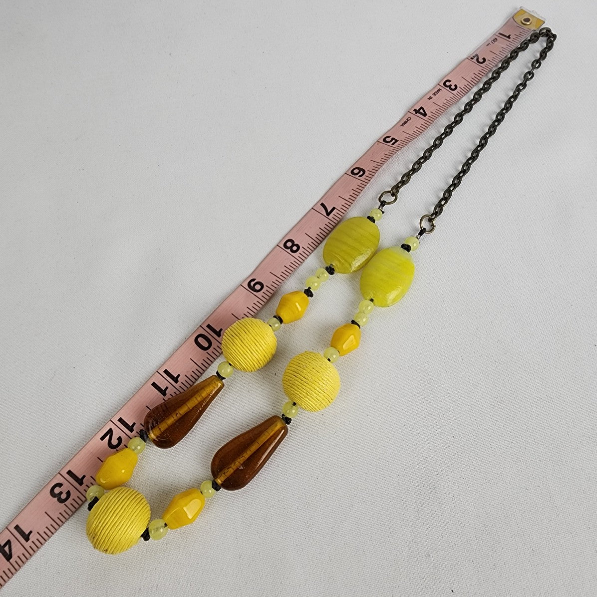 Yellow Glass Beaded Necklace