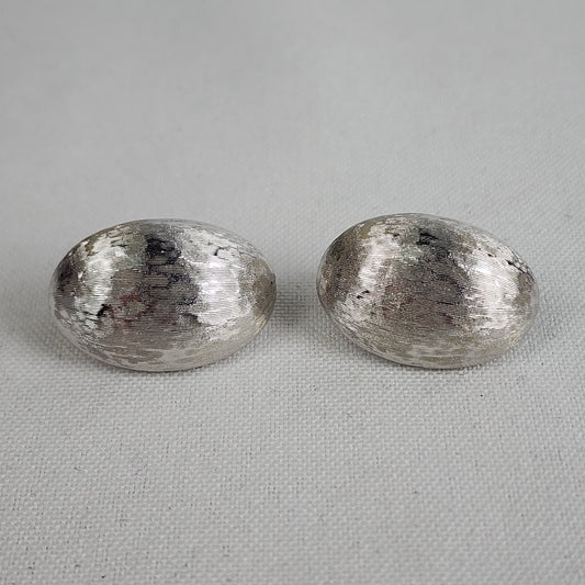 Vintage Monet Etched Silver Clip On Earrings