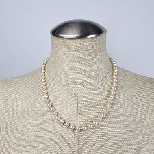 Vintage Cream Faux Pearl 1/20 Gold Fill Clasp Necklace