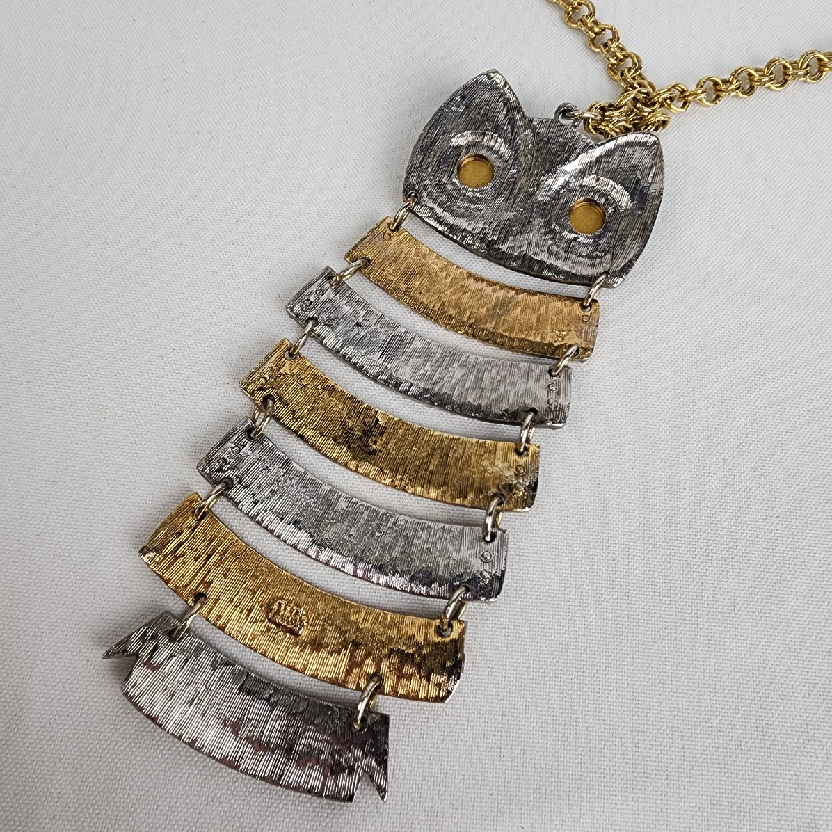 Vintage Celebrity Runway Owl Oversize Pendant Necklace & Earring Set