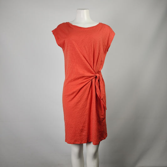 Part Two Orange Cotton Tie Detail Dress Size M