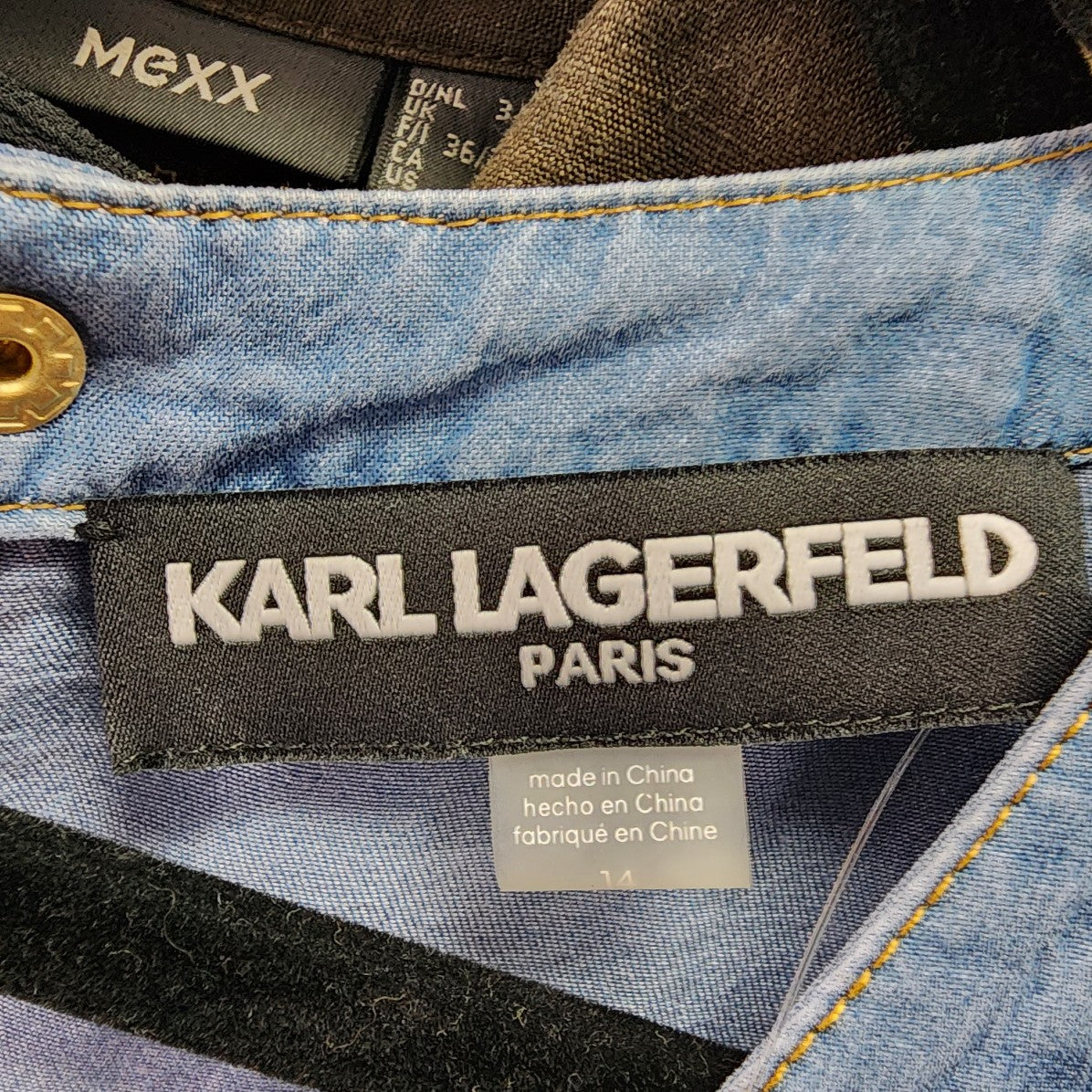 Karl Lagerfeld Blue Chambray Midi Dress Size 4